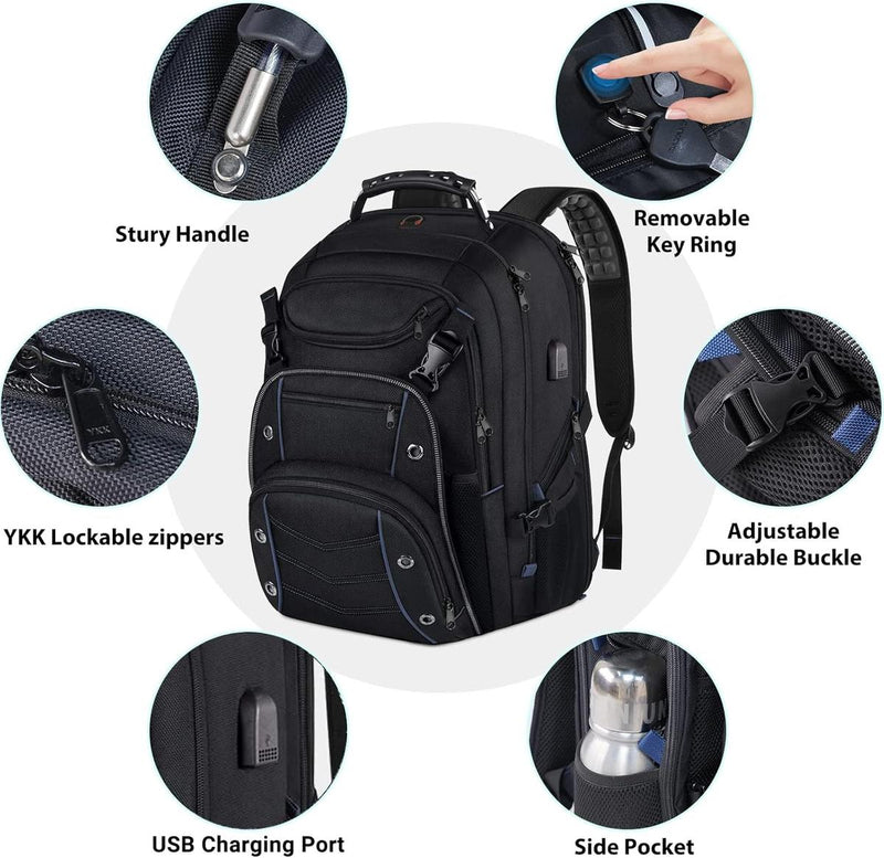 55L Extra-Large Travel Laptop Backpack With USB Charging And RFID Protection