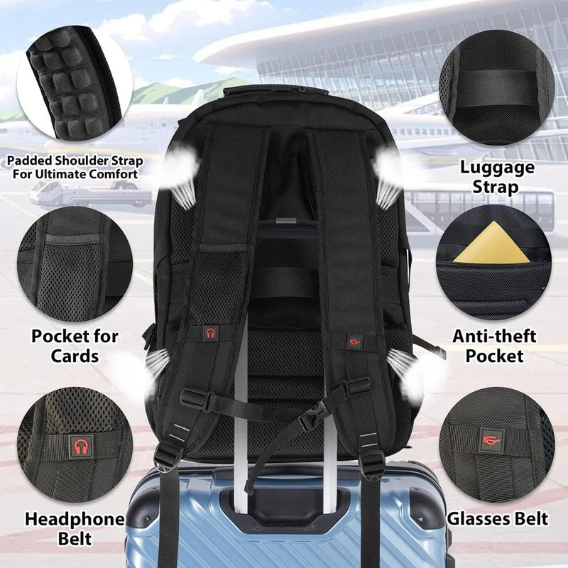 55L Extra-Large Travel Laptop Backpack With USB Charging And RFID Protection