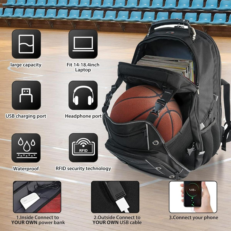 55L Extra-Large Travel Laptop Backpack With USB Charging And RFID Protection