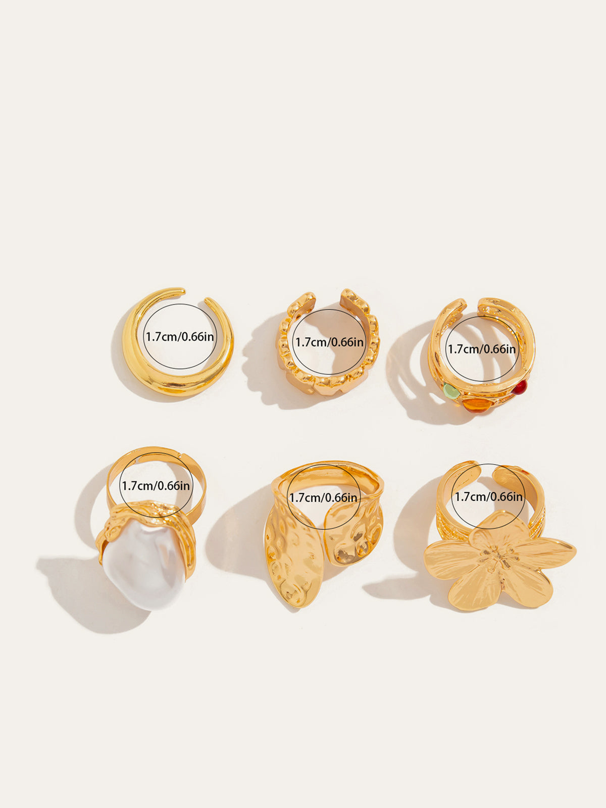 6-Ring Set with Botanical &amp; Pearl Accents