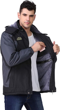 Waterproof Fleece-Lined Hooded Jacket For Outdoor Activities