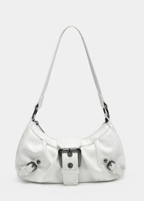 Faux Leather Front Buckle Shoulder Bag