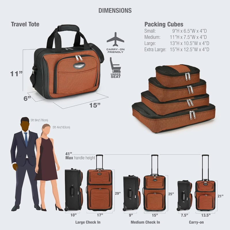 8-Piece Softshell Luggage Set With Packing Cubes And TSA Lock