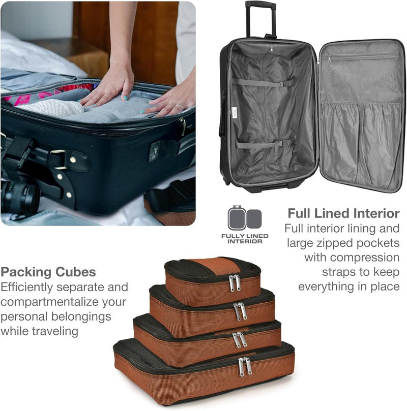 8-Piece Softshell Luggage Set With Packing Cubes And TSA Lock
