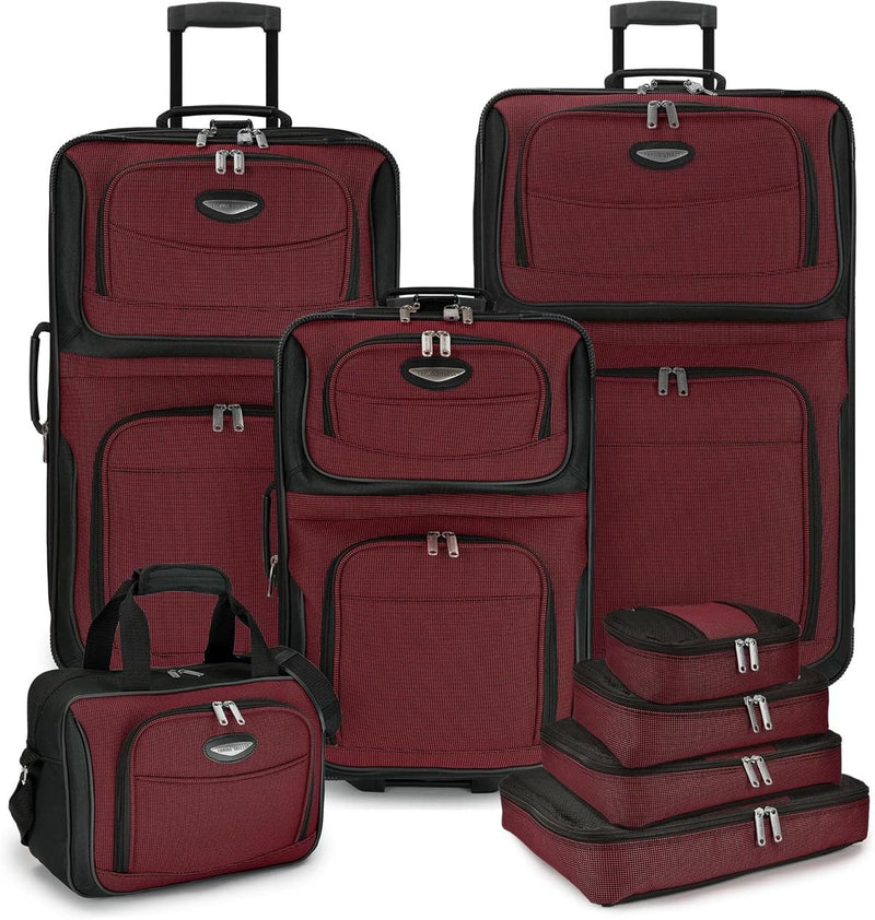 8-Piece Softshell Luggage Set With Packing Cubes And TSA Lock