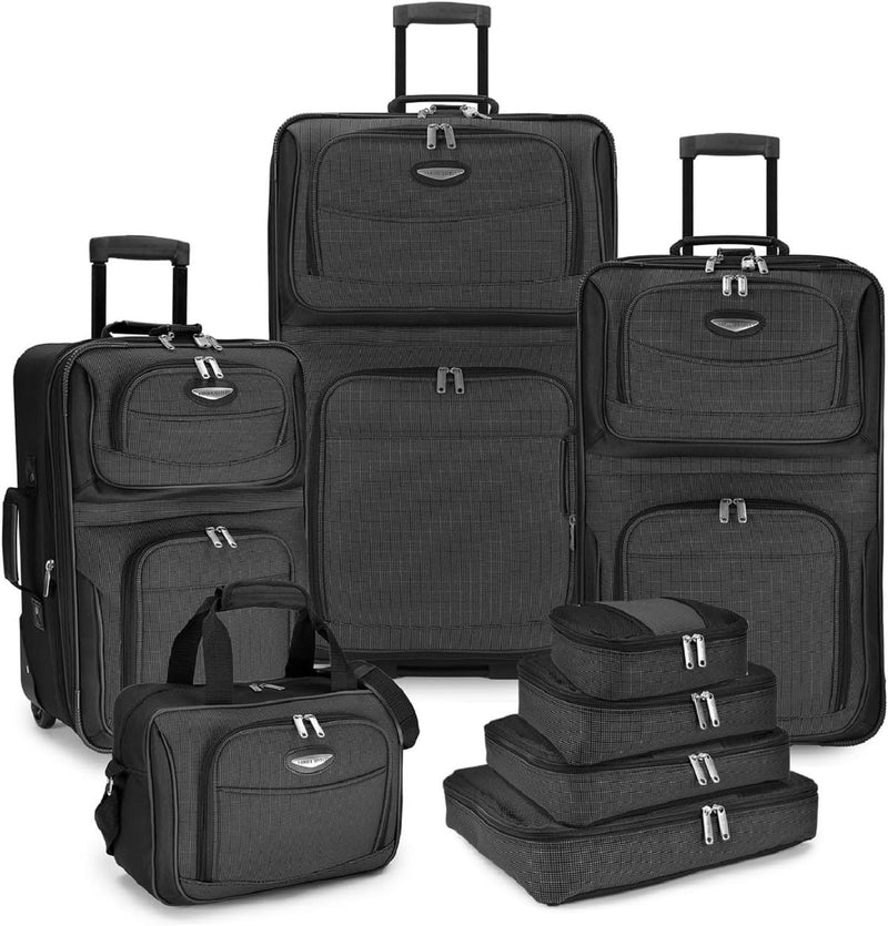 8-Piece Softshell Luggage Set With Packing Cubes And TSA Lock