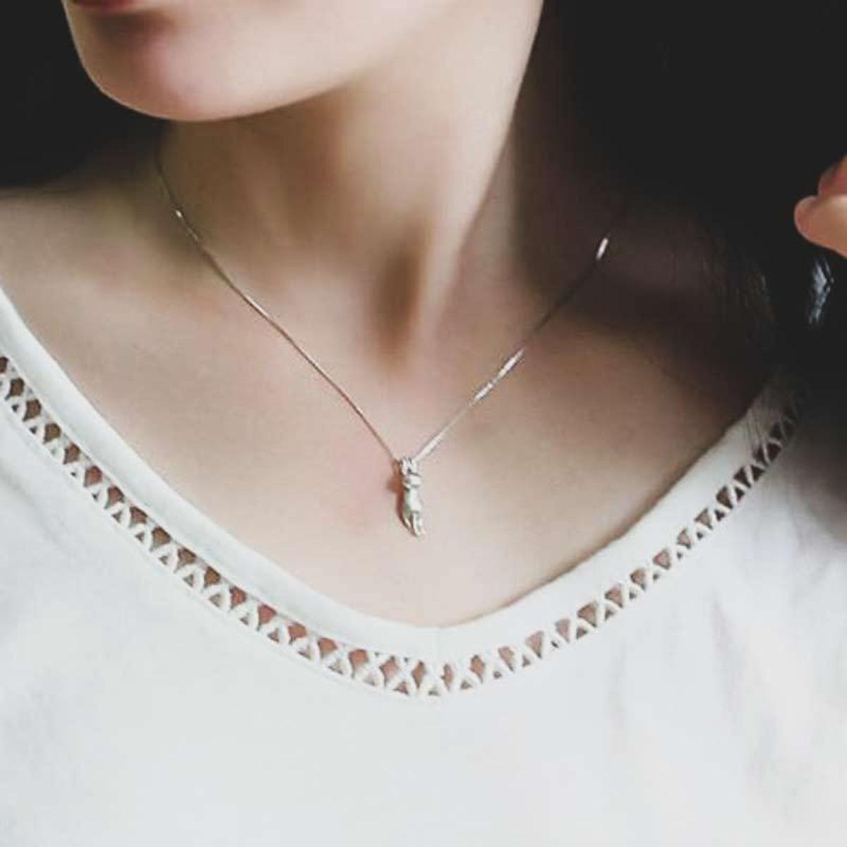925 Sterling Silver Cat Pendant Necklace