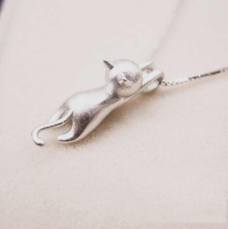 925 Sterling Silver Cat Pendant Necklace