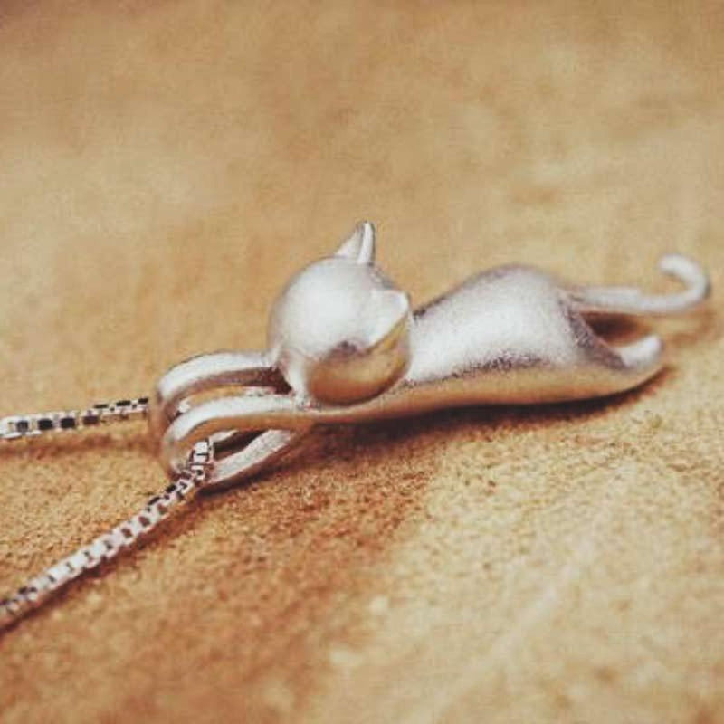 925 Sterling Silver Cat Pendant Necklace