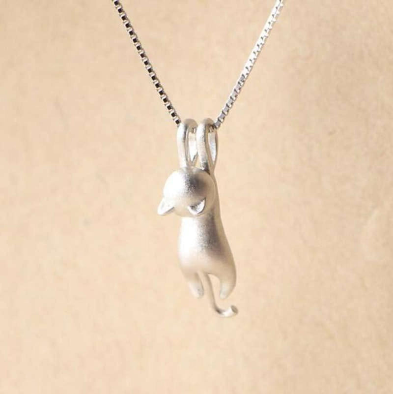 925 Sterling Silver Cat Pendant Necklace
