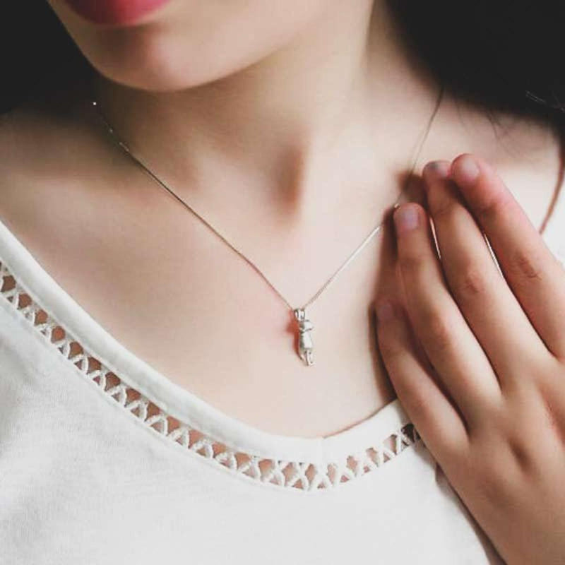925 Sterling Silver Cat Pendant Necklace