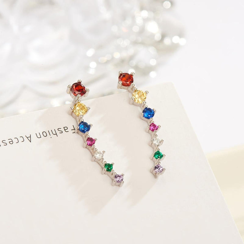 925 Sterling Silver Zircon Star Stud Earrings For Women