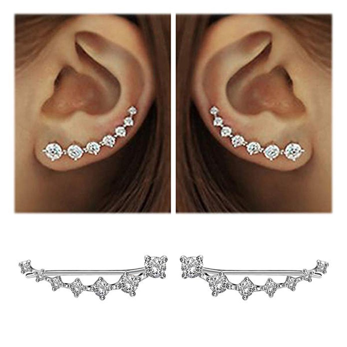 925 Sterling Silver Zircon Star Stud Earrings For Women