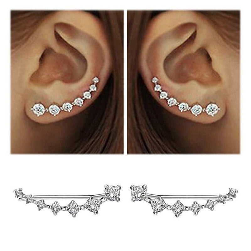 925 Sterling Silver Zircon Star Stud Earrings For Women