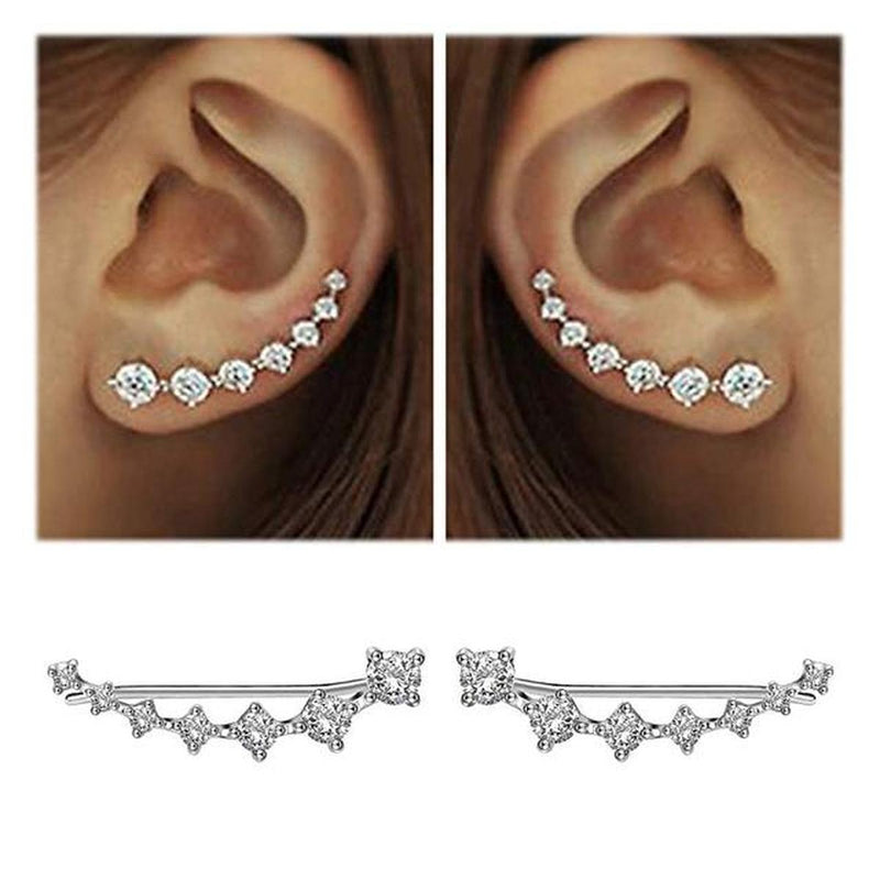 925 Sterling Silver Zircon Star Stud Earrings For Women