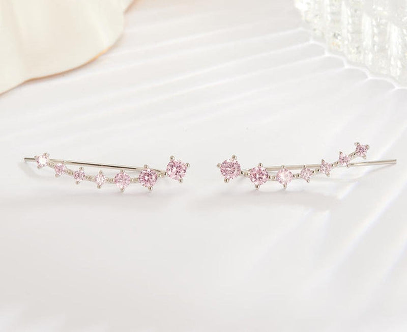 925 Sterling Silver Zircon Star Stud Earrings For Women