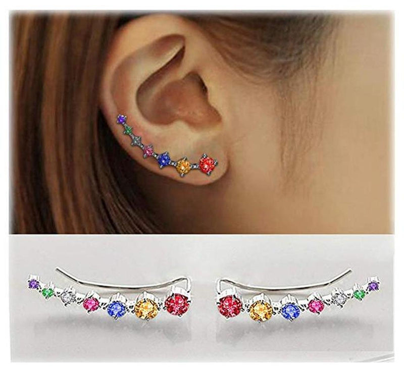 925 Sterling Silver Zircon Star Stud Earrings For Women
