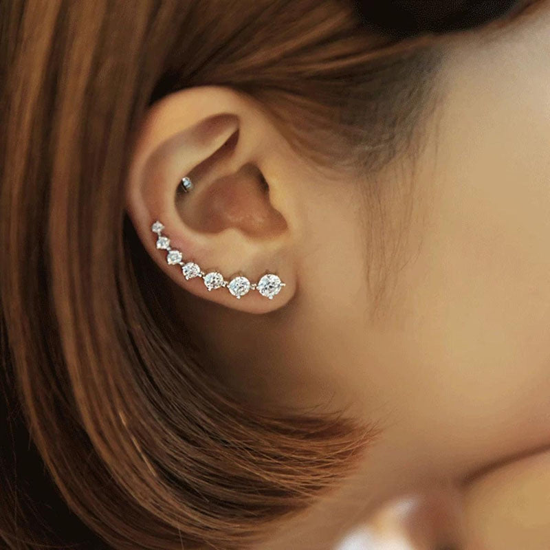 925 Sterling Silver Zircon Star Stud Earrings For Women