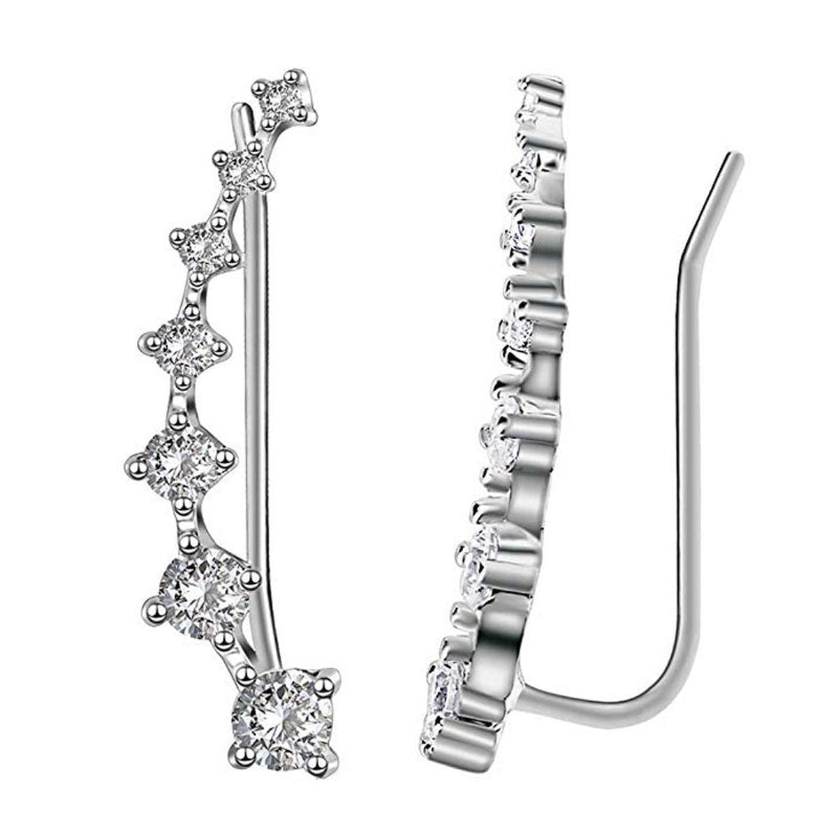925 Sterling Silver Zircon Star Stud Earrings For Women