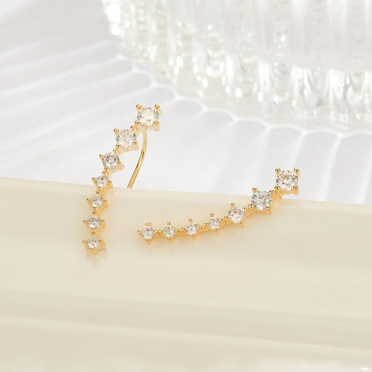 925 Sterling Silver Zircon Star Stud Earrings For Women