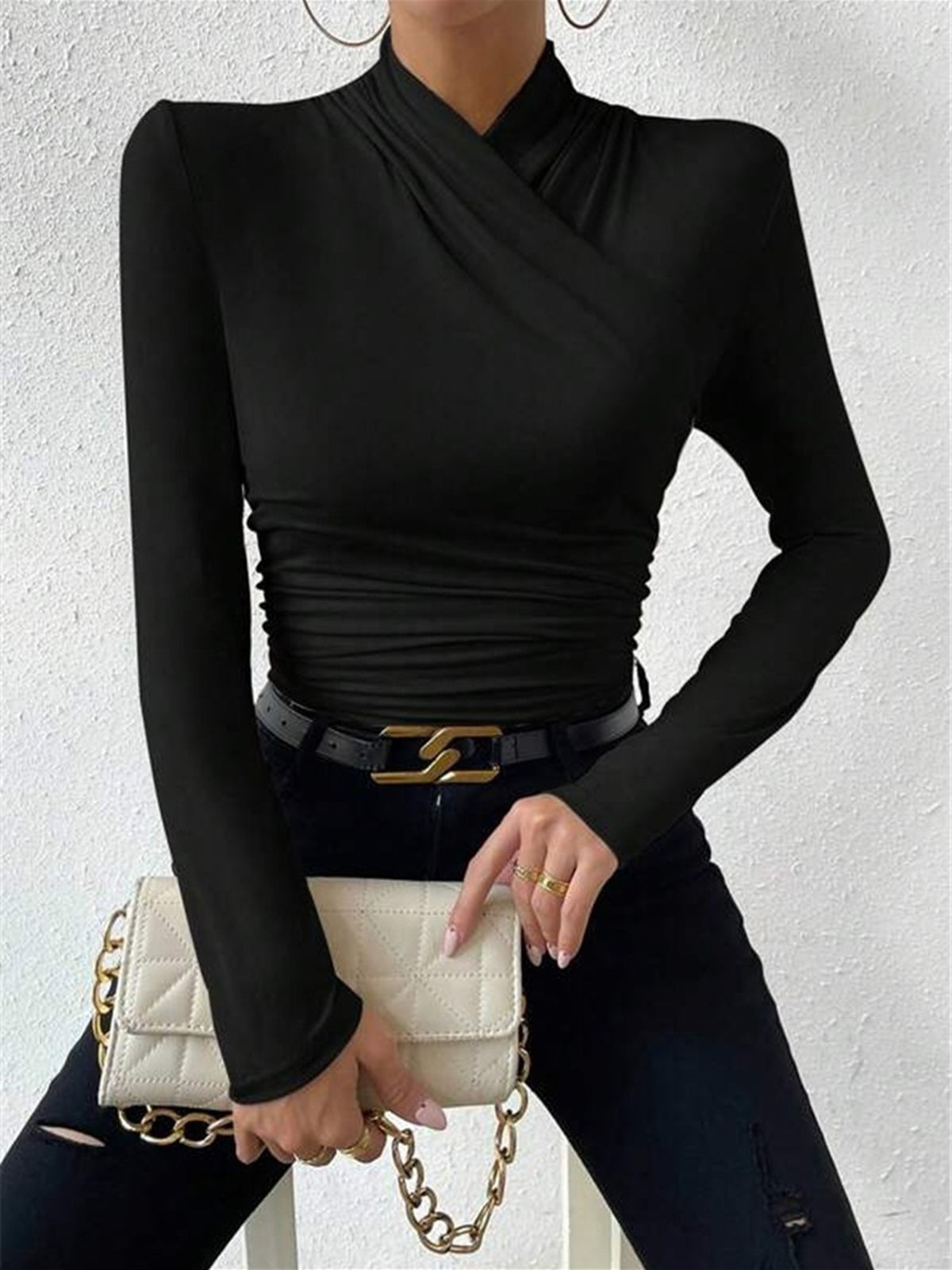 A-symmetrical Cinched Longsleeve Shirt