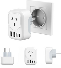AU To EU Travel Adapter With 4 USB Ports And AC Socket