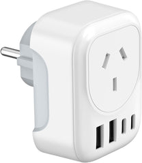 AU To EU Travel Adapter With 4 USB Ports And AC Socket