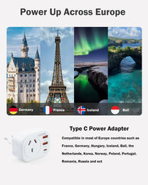 AU To EU Travel Adapter With USB Ports - 2-Pack Universal Plug