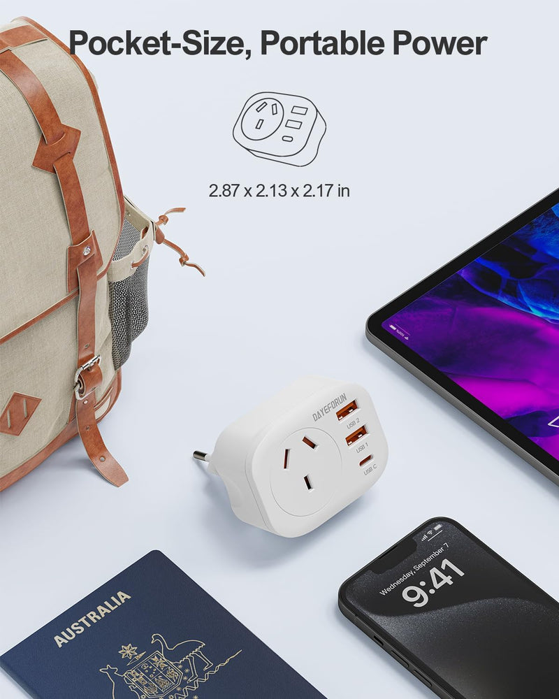 AU To EU Travel Adapter With USB Ports - 2-Pack Universal Plug