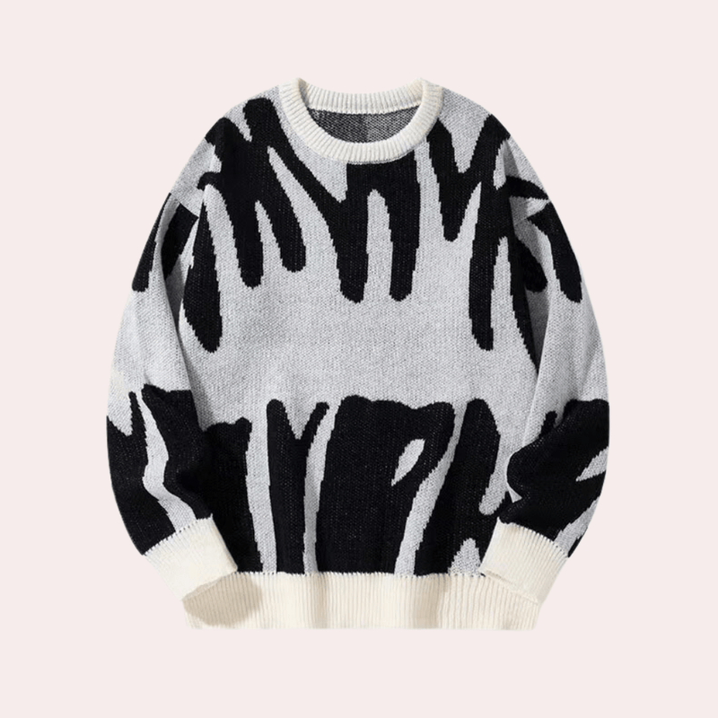 Abstract Pattern Crew Neck Sweater