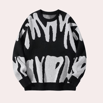 Abstract Pattern Crew Neck Sweater