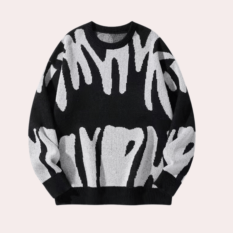 Abstract Pattern Crew Neck Sweater