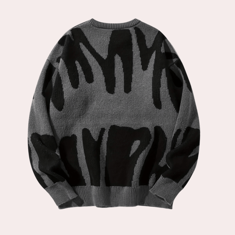 Abstract Pattern Crew Neck Sweater