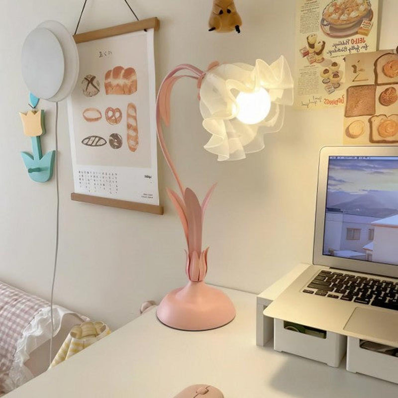 Adjustable Floral LED Table Lamp With Flexible Stem