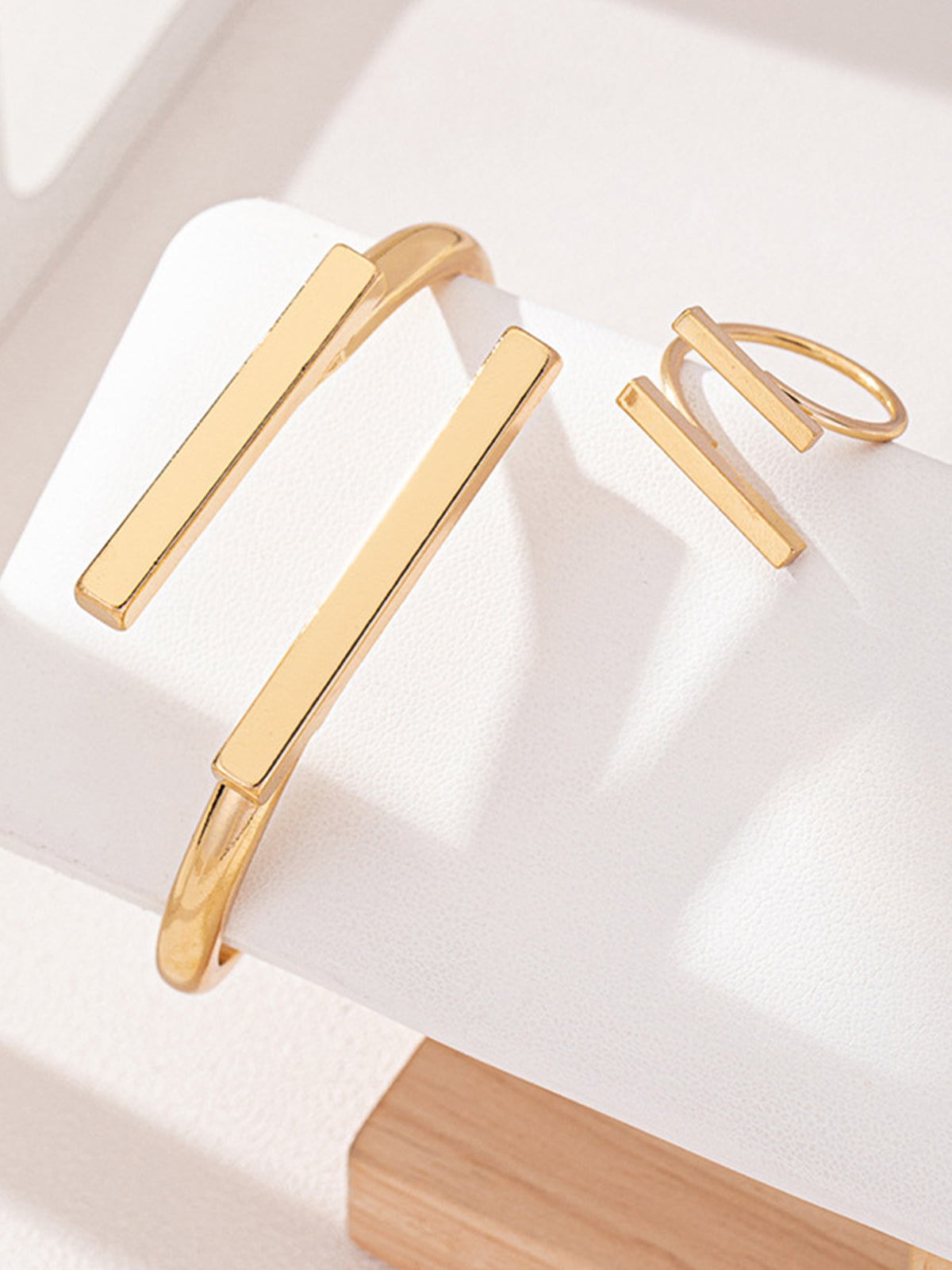 Adjustable Gold Ring and Bracelet Set