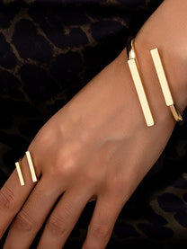 Adjustable Gold-Tone Ring and Bracelet Set