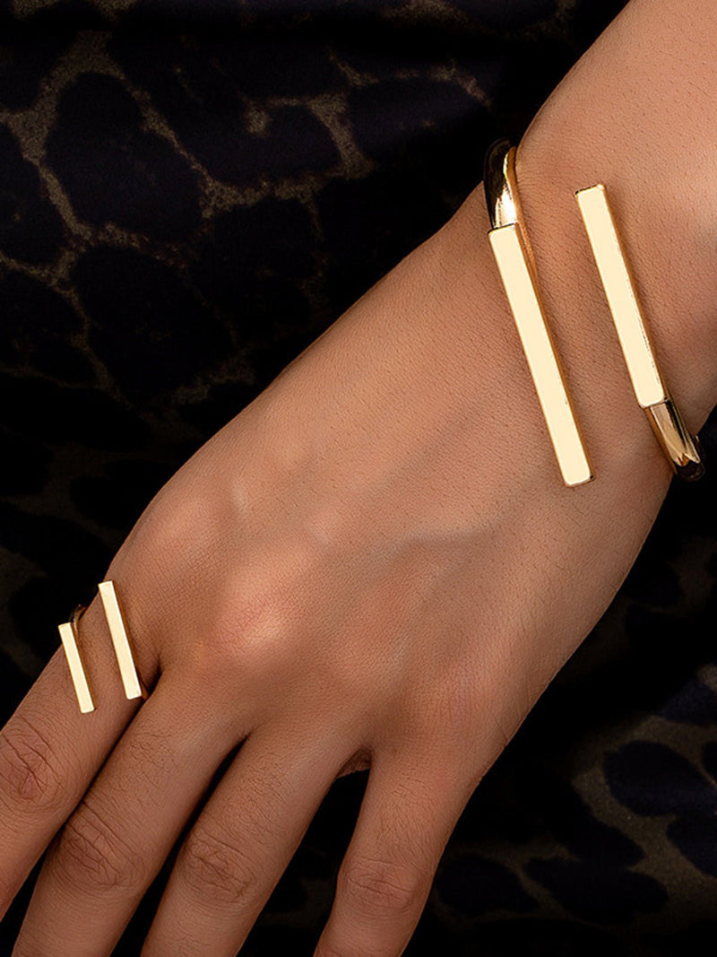Adjustable Gold-Tone Ring and Bracelet Set
