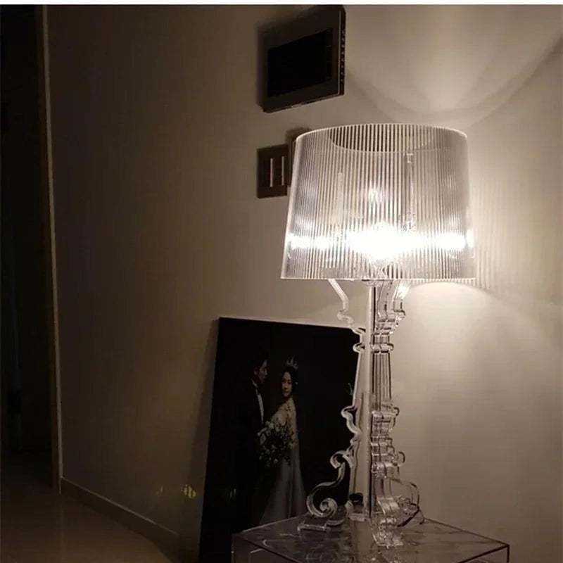Adjustable Height Baroque Table Lamp With Acrylic Design