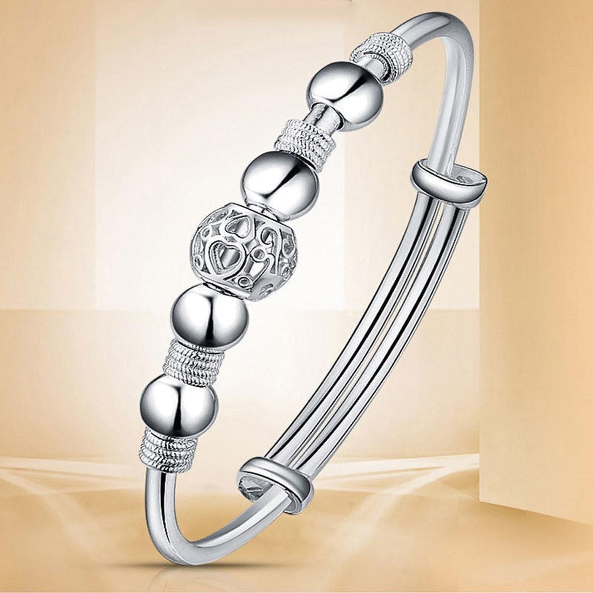 Adjustable Silver Pearl Bracelet Hypoallergenic 925