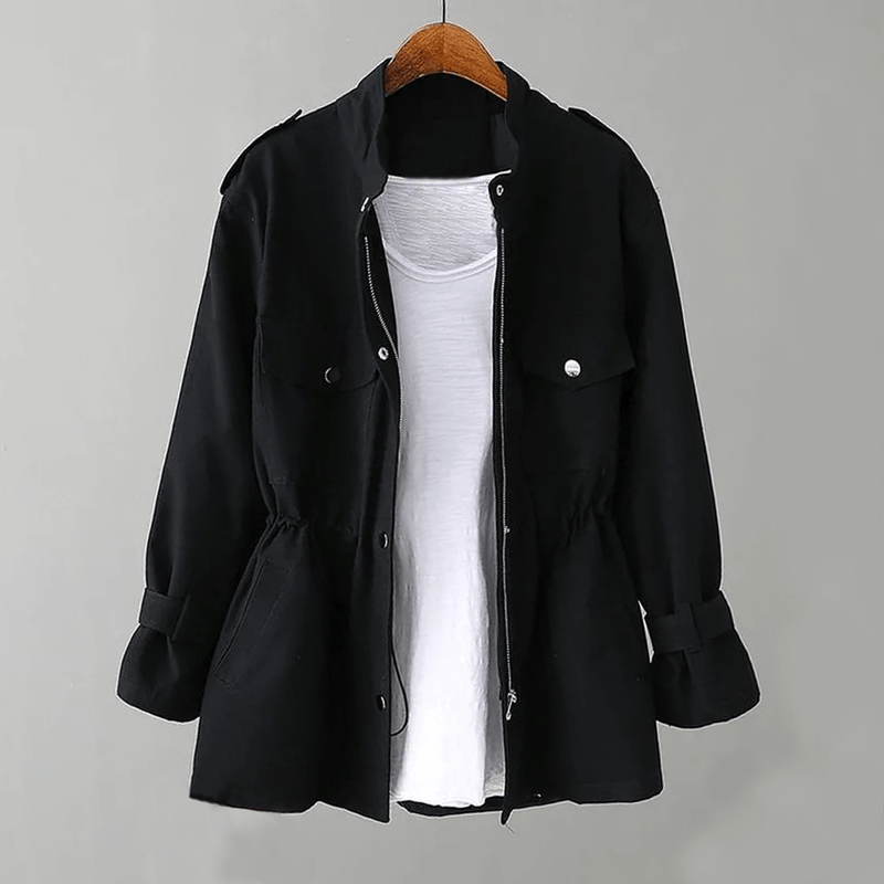 Adjustable Waist Utility Trench Coat for Women