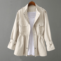 Adjustable Waist Utility Trench Coat for Women
