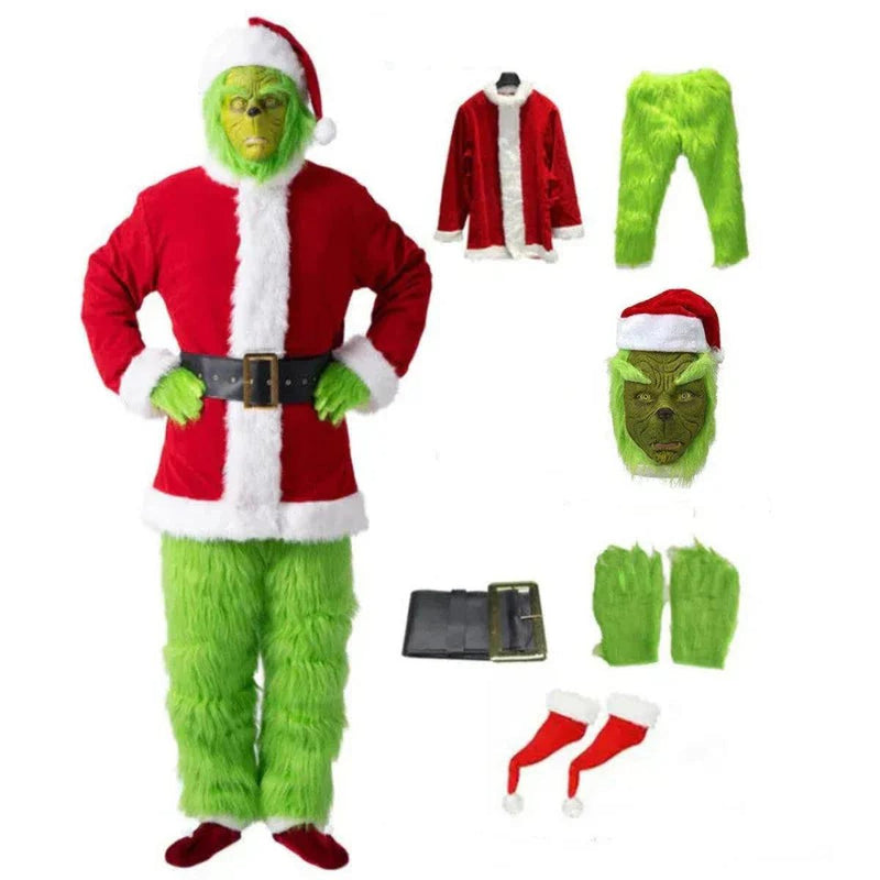 Adult Christmas Costume - Winter Mr. Grumpmas Outfit With Mask, Hat, And Gloves