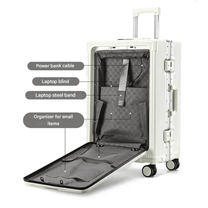 Aluminium Frame Hand Luggage Suitcase With USB Ports And 360° Spinner Wheels