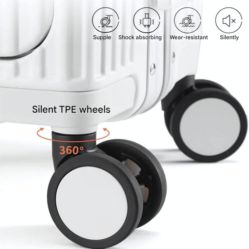 Aluminium Frame Hand Luggage Suitcase With USB Ports And 360° Spinner Wheels