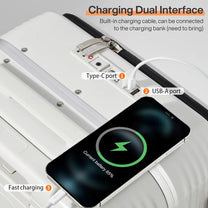 Aluminium Frame Hard Shell Suitcase With USB Port And Cup Holder