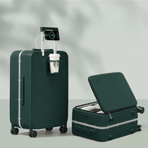Aluminium Frame Hard Shell Suitcase With USB Port And Cup Holder