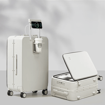 Aluminium Frame Hard Shell Suitcase With USB Port And Cup Holder