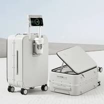 Aluminium Frame Hard Shell Suitcase With USB Port And Cup Holder