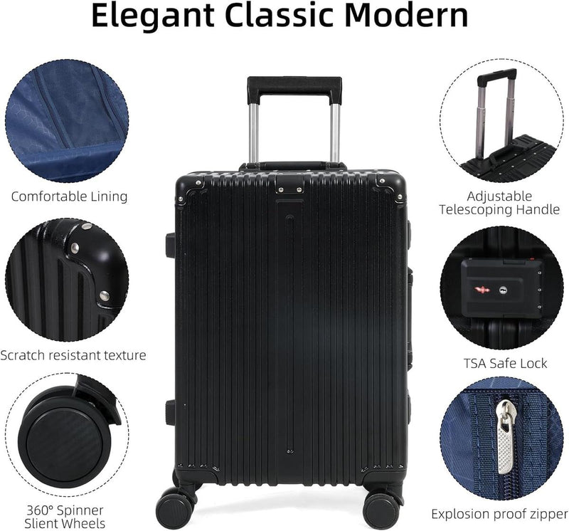 Aluminium Hand Luggage With TSA Lock And Silent Spinner Wheels