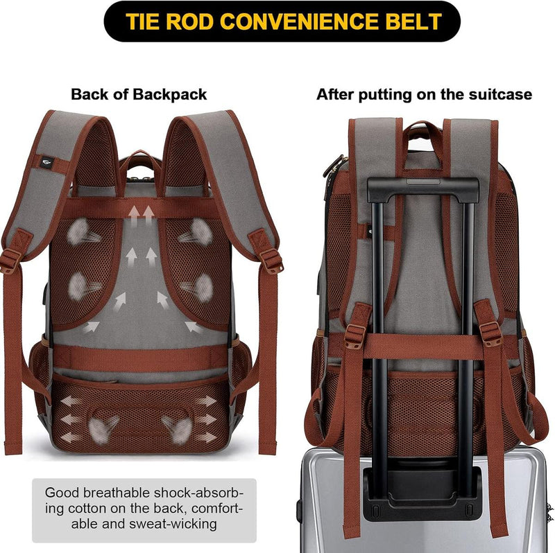 Anti-Theft Canvas Laptop Backpack With USB Port For Laptops Up To 17.3 Inches